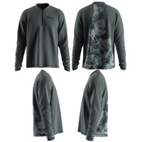 Chemise de pêche zippée personnalisée pour homme, respirante, col incurvé épais 1/4 zip, pull athlétique 250 g/m² pour la pêche en kayak