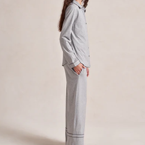 Conjunto de Pijama de Algodón Transpirable para Mujer, Novedad de Primavera, Manga Larga, Color Gris, Ropa de Dormir Suave y a la Moda para el Hogar - Product Image 3
