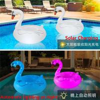 Chaise longue gonflable blanche/rouge cygne flamant rose jouet flottant avec lumière de charge solaire 100x90cm
