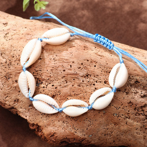 <b>Shell</b> Anklet Blue Waxed Thread Handwoven Unisex Beach Jewelry Yiwu Spring 2025 - Product Image 1