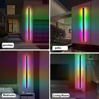 Applique murale linéaire moderne pour jardin extérieur, étanche IP65, LED 9W RGBW, corps en acier inoxydable, bande longue avec contrôle via application Tuya