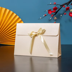 Multi <b>Color</b> Flap Paper Gift Bag With Satin Ribbon Bow, Foldable <b>Envelope</b> Style Paper Tote Bag for Clothing Scarf Socks Packaging - Product Image 6