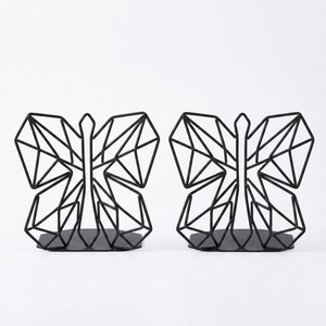 Juego de 2 sujetalibros metálicos AK con diseño de mariposa, acabado en polvo negro, soportes decorativos para libros para mesa, decoración de sala de estar - Product Image 5