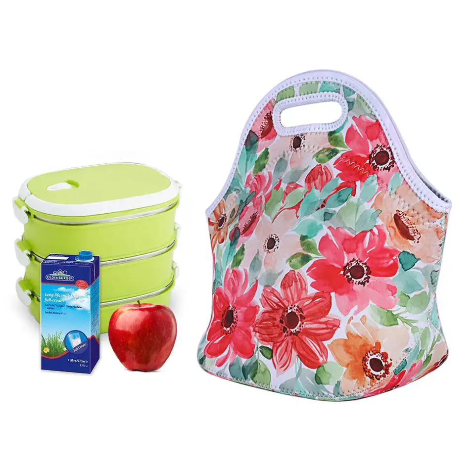 Borsa termica per il pranzo in Neoprene borsa per la preparazione dei pasti portatile borse per il pranzo da picnic impermeabili isolate per bambini con cinturino