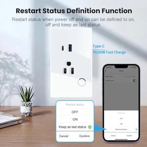 Умная розетка Tuya, настенная розетка, Умный интеллектуальный Wi-Fi, умный дом с 2 розетками переменного тока, 2 USB Type-C, зарядное устройство <span class=keywords><strong>Wifi</strong></span>/Zigbee 16A 15A - Product Image 2