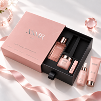 Boîte à tiroir coulissant en carton rigide rose de luxe avec insert pour emballage cadeau de parfum, de soins de la peau et de cosmétiques, avec logo personnalisé