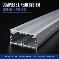 AEF-047 Éclairage mural asymétrique, lentille LED linéaire 40 mm, lentille optique PMMA pour éclairage de couloir et d'étagère, fixation par glissement rapide, lumière linéaire