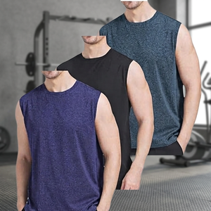 Camiseta Deportiva sin Mangas para Hombre, Transpirable, de Punto, con Cuello Alto, de Spandex/Algodón, Estilo Casual - Product Image 3