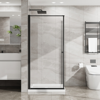 Cabine de douche sans cadre 36 pouces de largeur x 36 pouces de profondeur W X 72 pouces. Porte de douche d'angle avec 1/4 po. Verre trempé transparent, ouverture pivotante
