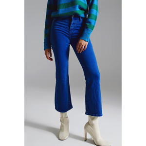 Jean taille haute évasé bleu - Product Image 2