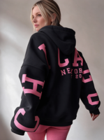 Ensemble sweat à capuche et pantalon pour femme OEM, en modal et coton molletonné 100%, coupe oversize, color block