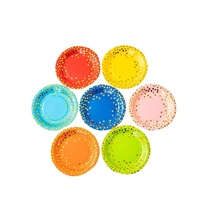 Assiettes en papier jetables non enduites de 6, 7, 8, 9 et 10 pouces, motif dessin animé, anti-fuite, écologiques, pour fêtes et mariages