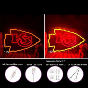 ป้ายไฟนีออนรูปทีมฟุตบอลรักบี้ โลโก้ทีมชีฟส์ คีซี ไฟ LED ใช้พลังงานจาก USB ปรับความสว่างได้ ตกแต่งผนังบ้าน ห้องนอน ห้องชาย บาร์ - Product Image 3
