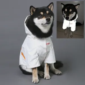 Jaket Hoodie Reflektif, Tinggi Terlihat Mode Hewan Peliharaan Jaket Penahan Angin Pakaian Jas Hujan untuk Anjing Kucing Malam Di Luar Berlari Berjalan Keselamatan