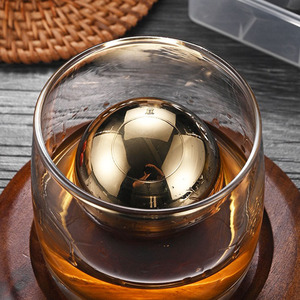 Su misura cocktail sfera whisky palla di ghiaccio 55mm in acciaio inox dorato cubetti di ghiaccio Bar accessori cubetti di ghiaccio pietre - Product Image 5