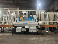 Mesin Pemoles Tepi Kaca Keamanan Tinggi Terbaru dengan Kontrol PLC, Daya 46kw, Meja Putar Otomatis untuk Ketebalan 3-25mm