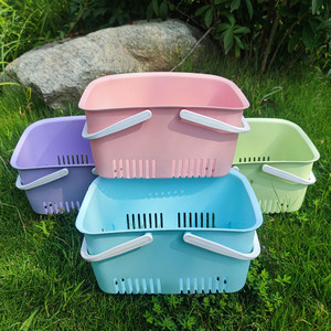 Portable Plastic <b>Storage</b> Basket With Handles Rectangle Mixed Color PP Material For <b>Bath</b> Kitchen <b>Storage</b> - Product Image 1