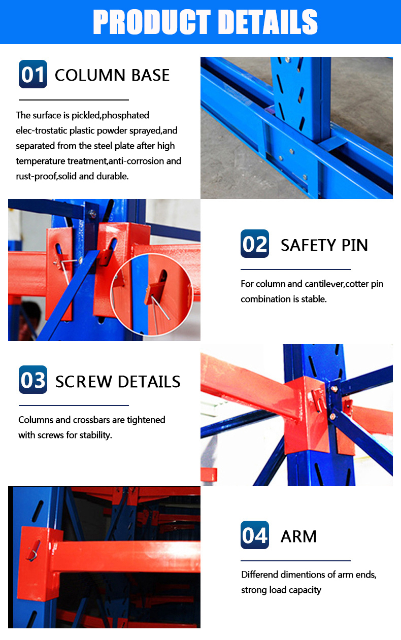 Double Side Arm Steel Warehouse Shelf Storage Steel Metal Heavy Duty Racks Cantilever Shelf