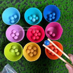 Juguetes de Clasificación de Arcoíris con Pinzas de Madera Montessori <span class=keywords><strong>Waldorf</strong></span>, Bolas y Vasos para Niños, Piezas Sueltas para Educación en Casa y Preescolar - Product Image 2