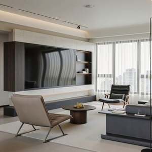 Contemporary Customizable High Wood Cabinet Modern Minimalist <b>TV</b> Background <b>Wall</b> Storage for Home Furniture Living Room - Product Image 5