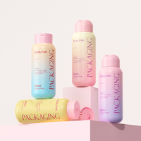 Bouteille de shampoing en plastique PE 350 ml, bouteille ronde à épaule avec pompe distributrice à grand débit pour gel douche et shampoing, vente directe usine, personnalisable