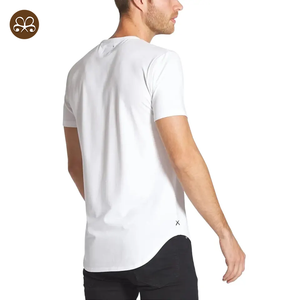 Cao cấp tùy chỉnh người đàn ông của Crew Neck cong HEM TRIM Fit thuôn dài T-Shirt phòng tập thể dục TEE cho nam giới - Product Image 2