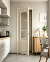 Porte intérieure en bois massif avec vitres texturées givrées, porte de chambre moderne en bois pour maison