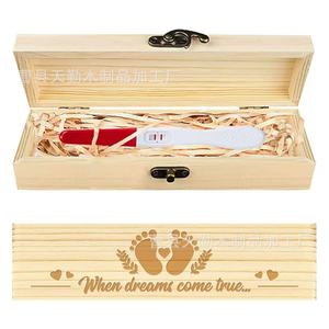 Boîte de rangement rectangulaire en bois avec couvercle rabattable pour test de grossesse, boîte cadeau souvenir pour bébé - Product Image 1