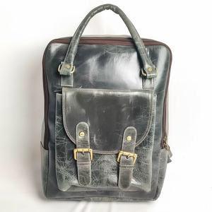 กระเป๋าเป้สะพายหลังวินเทจทำจากหนังแคนวาสแบบลำลองใช้ประจำวันสำหรับการเดินทางกลางแจ้งกระเป๋าเป้สะพายหลังแล็ปท็อปอเนกประสงค์แบบหนังแท้สำหรับเดินป่า - Product Image 1