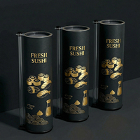 LOKYO Tube en papier personnalisé imprimé, écologique, pour sushi, avec bouteille de sauce, ensemble de sushi portable et recyclable