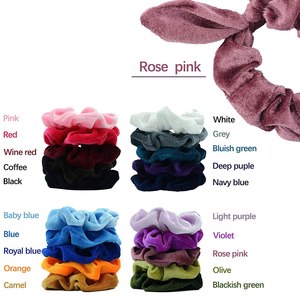 Personalizzato velluto coniglio orecchio elastico scrunchy fiocco <span class=keywords><strong>per</strong></span> <span class=keywords><strong>capelli</strong></span> porta coda di cavallo <span class=keywords><strong>accessori</strong></span> <span class=keywords><strong>per</strong></span> <span class=keywords><strong>capelli</strong></span> 22 colori scrunchies <span class=keywords><strong>per</strong></span> ragazze - Product Image 3