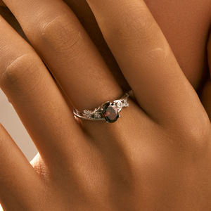 S925 <b>Silver</b> Women's <b>Garnet</b> Oval Cut <b>Ring</b> Prong Setting Romantic Gemstone Engagement channel setting <b>Ring</b> - Product Image 4