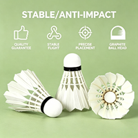 Volant de badminton professionnel de qualité OEM, niveau tournoi, hybride, en plumes d'oie, double couche sandwich, classe B