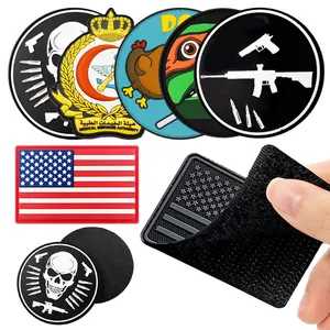 3D Debossed Embossed Tactical Silicone Label Stick Sew On Hat Patch Badges Custom Logo Soft Pvc Rubber Patches For Clothing