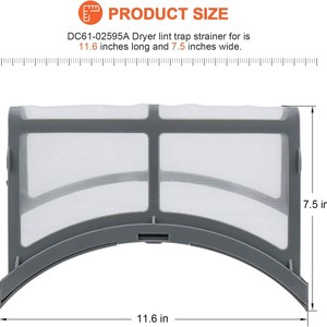 Filtre à peluches pour sèche-linge DC61-02595A 11,6 pouces x 7,6 pouces x 1,1 pouces pour accessoires de sèche-linge - Product Image 2