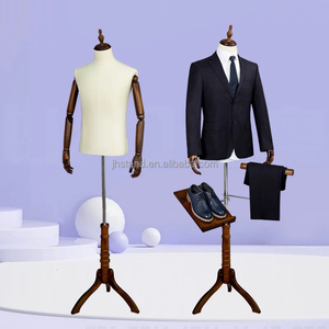 Atacado Flexível Braços De Madeira Preto Manequim Masculino Terno Torso Manequim Vestido Forma Ajustável Meio Corpo Manequim Masculino para Ternos - Product Image 2