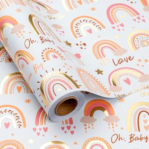 Papel de Regalo Arcoíris Boho con Lámina Dorada, 47.23 Pies Cuadrados, Ecológico, para Cumpleaños, San Valentín, Día de la Madre, Graduación, Boda - Product Image 1