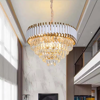 Lustre moderne de luxe pour salon, hôtel, hall d'entrée, luminaire suspendu en fer et cristal, décoration intérieure