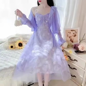 Thanh Lịch Màu Hồng Hoa In A-Line Maxi Ăn Mặc Cho Phụ Nữ Tùy Chỉnh 2025 Mùa Hè Bộ Sưu Tập Lưới Thiết Kế Xù Xù Xáo Khói Phong Cách Giản Dị Nóng - Product Image 6