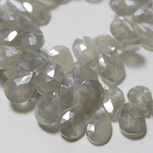 Piedra lunar diamante gris facetada piedra lunar pera Briolette 7-8mm cuentas hebra - Product Image 5