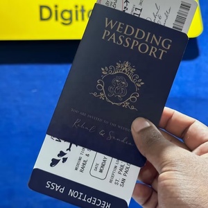 Carte d'invitation de mariage personnalisée format passeport, suite pliée en deux, design professionnel, paiement postérieur, vente en gros en vrac - Product Image 1