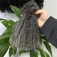Extensions de cheveux humains KAMA Salt and Pepper, bouclées, afro, crépues, en vrac, pour tresses et torsades au crochet, pour personnes de couleur grise
