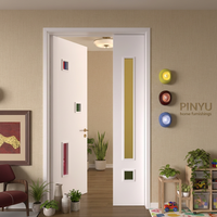 Armoire en bois massif avec portes vitrées à double battant, couleur blanc, pour chambre à coucher, placard, salle de jeux pour enfants, porte intérieure à assembler