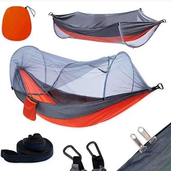Woqi Custom Easy to Set Up Hammock with Mosquito Net Automatic Quick Open Portable Double Hammock