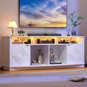 Meuble <span class=keywords><strong>TV</strong></span> LED moderne Centre de divertissement <span class=keywords><strong>TV</strong></span> 80 pouces avec prises de courant Console de stockage multimédia de jeu pour salon chambre à coucher - Product Image 3