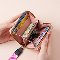 Ladies Simple Mini Cross-Border Color-Blocking Zipper Coin Purse Geometric Pattern Wallet Polyester Lining Short Wholesale