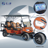 Voiture de golf électrique tout-terrain de luxe 6 places, voiture de club de tourisme, batterie lithium 72V, buggy de golf