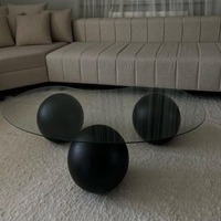 Table Basse Créative Minimaliste LeTao Tao 2026 Nouveau Modèle en Verre Trempé Durable avec Cadre Métallique Style Crème Forme Cachemire Facile à Assembler