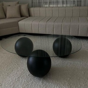 Table Basse Créative Minimaliste <span class=keywords><strong>LeTao</strong></span> Tao 2026 Nouveau Modèle en Verre Trempé Durable avec Cadre Métallique Style Crème Forme Cachemire Facile à Assembler - Product Image 4