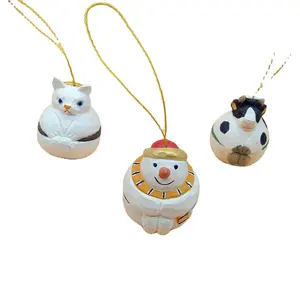 Artesanías de madera decoración de Navidad de madera de los animales ornamento del árbol de Navidad muñeco de nieve